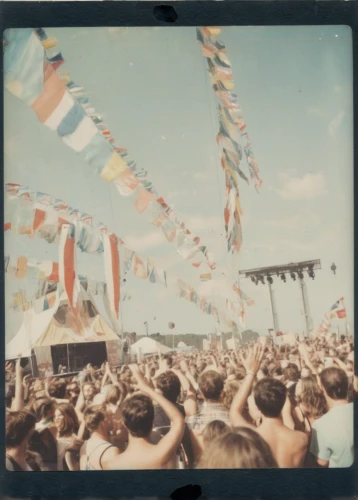 world jamboree,tomorrowland,flags and pennants,music festival,festival,veld,garlands,1971,polaroid pictures,circus stage,crowd of people,temples,lubitel 2,1973,crowd,1960's,carnival tent,flags,concert crowd,1967,Photography,Documentary Photography,Documentary Photography 03