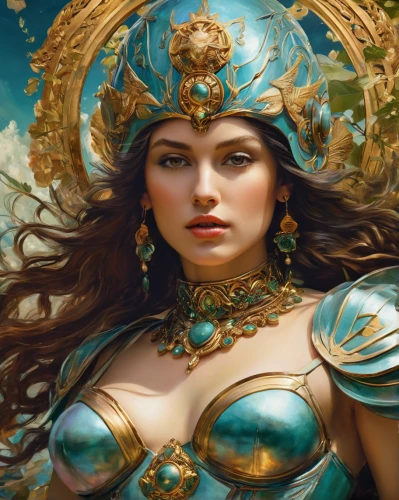 cleopatra,fantasy art,artemisia,fantasy portrait,athena,fantasy woman,warrior woman,thracian,zodiac sign libra,heroic fantasy,priestess,cybele,female warrior,medusa,goddess of justice,fantasy picture,the ancient world,mythological,golden crown,the enchantress,Conceptual Art,Fantasy,Fantasy 05