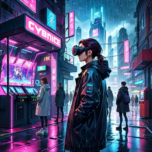 cyberpunk,cyber glasses,virtual world,cyber,virtual,vr,cityscape,dystopia,oculus,futuristic,vapor,dystopian,virtual reality,tokyo city,virtual landscape,vr headset,tokyo,colorful city,80s,shinjuku,Anime,Anime,General