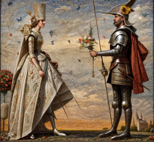 accolade,courtship,joan of arc,young couple,man and wife,don quixote,dispute,épée,st martin's day,the order of the fields,tudor,knight festival,as a couple,knight armor,romantic portrait,fleur-de-lys,st george,man and woman,sword fighting,way of the roses,Common,Common,Commercial