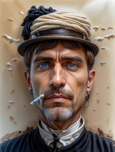 fantasy portrait,italian painter,world digital painting,gaucho,a carpenter,jockey,artist portrait,pipe smoking,the roman centurion,farrier,twitch icon,musketeer,sherlock holmes,lokportrait,bicycle mechanic,don quixote,illustrator,caricaturist,abraham lincoln,banker