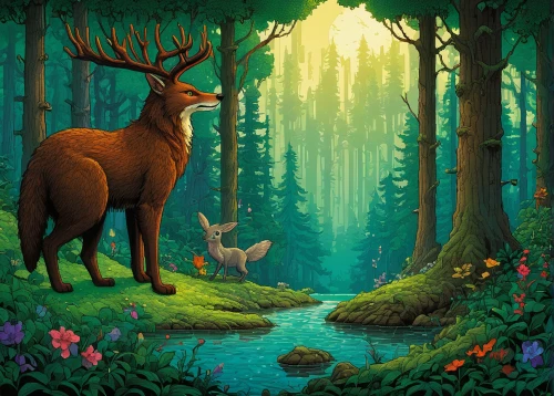deer illustration,forest animals,deer with cub,woodland animals,elk,forest animal,young-deer,deer,forest background,european deer,hunting scene,deer-with-fawn,fawns,pere davids deer,deers,enchanted forest,stag,fawn,game illustration,red deer,Illustration,Realistic Fantasy,Realistic Fantasy 04