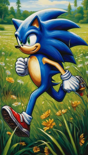 sonic the hedgehog,sega,young hedgehog,hedgehog,run,hedgehog child,running fast,sega genesis,echidna,sega mega drive,hedgehogs,to run,feathered race,fast bird,running,sprinting,domesticated hedgehog,png image,oil on canvas,speed,Illustration,Realistic Fantasy,Realistic Fantasy 33