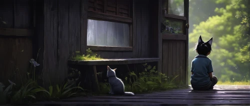 my neighbor totoro,studio ghibli,hare trail,rescue alley,garden-fox tail,encounter,animal film,peter rabbit,neighbourhood,rabbits,evening atmosphere,gray hare,clove garden,lupines,stroll,neighbors,observation,summer evening,cattail,hare of patagonia,Conceptual Art,Sci-Fi,Sci-Fi 25