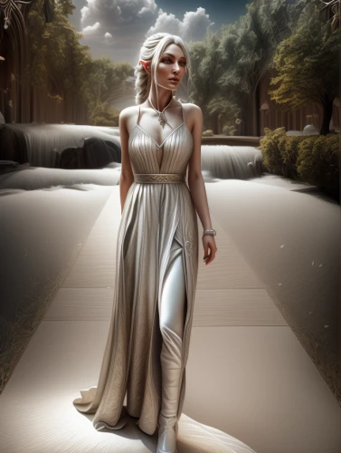 silver wedding,fantasy picture,silver,silvery,art deco woman,digital compositing,fantasy portrait,silver arrow,fantasy art,the blonde in the river,white rose snow queen,bridal clothing,world digital painting,celtic queen,celtic woman,girl in a long dress,photomanipulation,sci fiction illustration,aphrodite,the snow queen