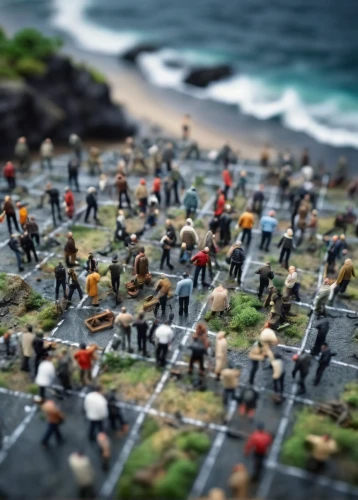 miniature figures,tilt shift,miniatures,diorama,fishing village,iwo jima,chess board,chessboards,gunkanjima,little people,chess game,play figures,beach defence,prejmer,playmobil,tiny people,graveyard,old graveyard,sea trenches,chess men,Unique,3D,Panoramic