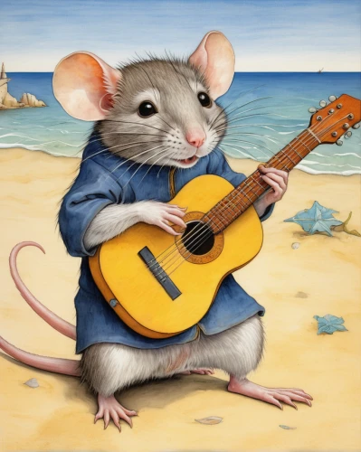 musical rodent,cavaquinho,musician,guitar player,white footed mouse,white footed mice,banjo player,singing sand,jazz guitarist,guitarist,serenade,playing the guitar,rat na,ukulele,art bard,itinerant musician,rataplan,dormouse,classical guitar,color rat,Art,Classical Oil Painting,Classical Oil Painting 34