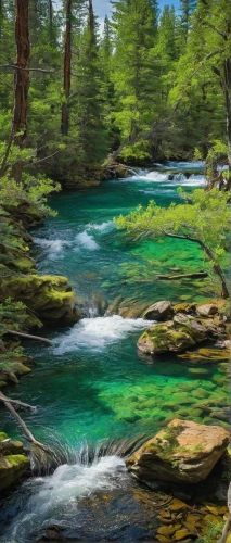 river landscape,green water,mountain river,green trees with water,flowing creek,river pines,maligne river,mountain stream,a river,world digital painting,upper water,flowing water,green waterfall,aura river,freshwater,clear stream,river juniper,mountain spring,natural landscape,green landscape,Illustration,Paper based,Paper Based 09