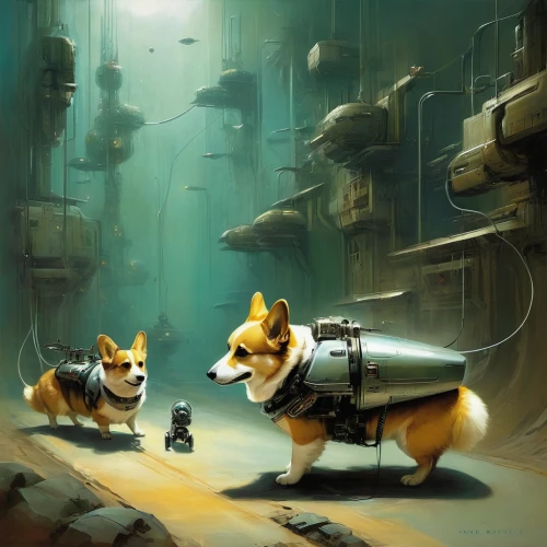 corgis,corgi,sci fiction illustration,the pembroke welsh corgi,rescue alley,welschcorgi,companion dog,fox stacked animals,transistor checking,welsh corgi,dog street,pembroke welsh corgi,welsh corgi pembroke,transistor,shiba,stray dogs,game illustration,game art,color dogs,travelers,Illustration,Realistic Fantasy,Realistic Fantasy 16