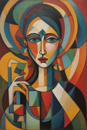 woman drinking coffee,art deco woman,woman at cafe,woman with ice-cream,woman holding pie,woman eating apple,woman playing,girl with bread-and-butter,winemaker,woman thinking,woman sitting,woman holding a smartphone,the flute,cigarette girl,cubism,woman's face,italian painter,woman playing violin,young woman,girl with cloth,Art,Artistic Painting,Artistic Painting 35