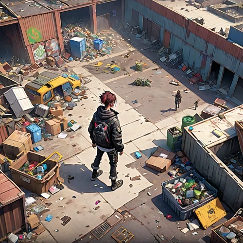 slum,trash land,junkyard,scrapyard,the market,post apocalyptic,slums,scrap yard,junk yard,salvage yard,scrap dealer,large market,vendors,market,concept art,post-apocalypse,landfill,suburb,destroyed city,flea market,Anime,Anime,General