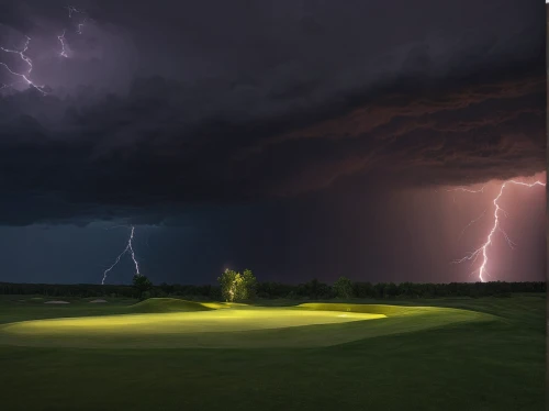 lightning storm,a thunderstorm cell,golf course background,lightning strike,golf landscape,lightening,lightning bolt,lightning,thunderstorm,golf backlight,natural phenomenon,devil's golf course,thunderheads,thundercloud,pitching wedge,golfers,golf courses,visual effect lighting,ross bridge golf course,hickory golf,Conceptual Art,Oil color,Oil Color 16