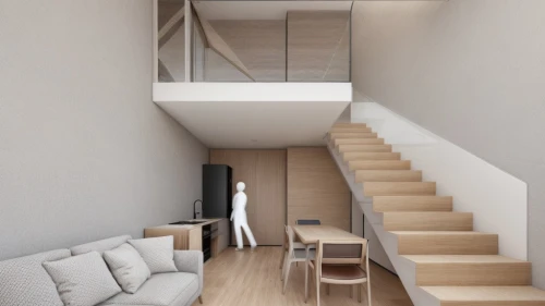 hallway space,wooden stairs,loft,outside staircase,stairwell,staircase,stairs,winding staircase,stair,3d rendering,wooden stair railing,an apartment,archidaily,sky apartment,stairway,steel stairs,modern room,shared apartment,home interior,interior modern design,Interior Design,Living room,Modern,French Simplicity