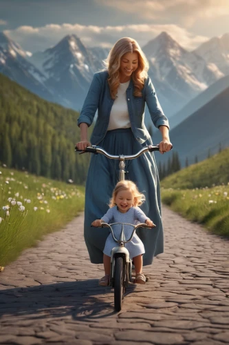 little girl in wind,digital compositing,little girl and mother,photoshop manipulation,walk with the children,capricorn mother and child,heidi country,woman bicycle,photo manipulation,little girls walking,cycling,mother-to-child,family motorcycle,bicycle ride,photomanipulation,girl and boy outdoor,blogs of moms,little boy and girl,mother pass,bicycling,Photography,Documentary Photography,Documentary Photography 22
