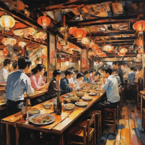 watercolor cafe,izakaya,watercolor tea shop,chinese restaurant,hong kong cuisine,japanese restaurant,a restaurant,fine dining restaurant,mandarin house,food court,new york restaurant,dining,chinese art,chinese cuisine,restaurants,dongfang meiren,drinking establishment,oriental painting,floating restaurant,kowloon,Conceptual Art,Oil color,Oil Color 18