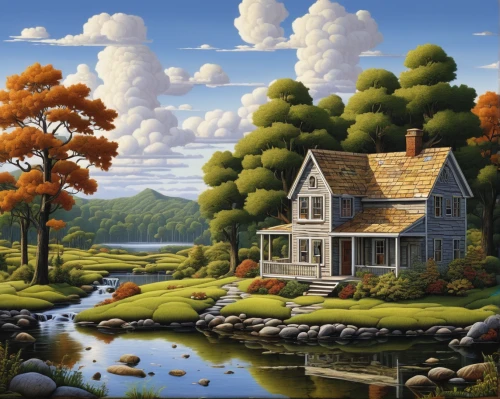 home landscape,cottage,summer cottage,house with lake,autumn landscape,house in the forest,rural landscape,little house,fisherman's house,country cottage,fall landscape,landscape background,lonely house,nature landscape,house in mountains,natural landscape,coastal landscape,dutch landscape,farm landscape,forest landscape,Conceptual Art,Daily,Daily 33