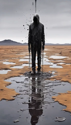 oil drop,oil in water,dried up,desolate,dead vlei,dead earth,desolation,salt-flats,the man in the water,oil,acid lake,photo manipulation,reflect,oil industry,oil stain,photomanipulation,sci fiction illustration,the pollution,conceptual photography,world digital painting,Conceptual Art,Graffiti Art,Graffiti Art 08