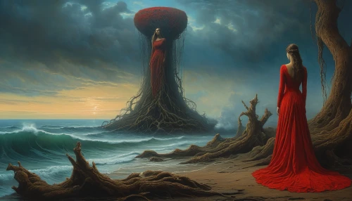 fantasy art,fantasy picture,surrealism,man in red dress,flotsam and jetsam,tour to the sirens,surrealistic,red gown,myst,sea fantasy,red cape,exploration of the sea,dance of death,sirens,scarlet sail,sci fiction illustration,rusalka,world digital painting,horn of amaltheia,the endless sea,Photography,General,Natural