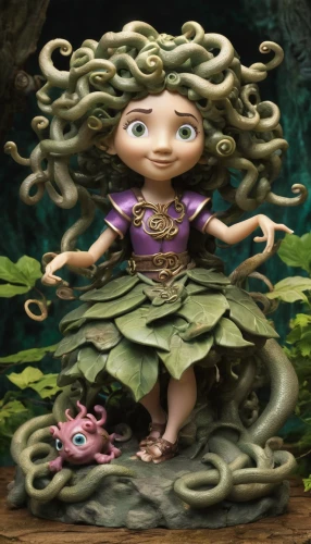 rapunzel,medusa gorgon,medusa,fae,rosa 'the fairy,hula,merida,dryad,green mermaid scale,the enchantress,faerie,angelica,tangled,faery,gorgon,fairy tale character,rosa ' the fairy,acerola,little girl fairy,child fairy,Illustration,Realistic Fantasy,Realistic Fantasy 02