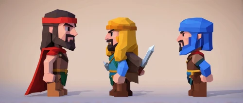 wooden figures,3d model,scandia gnomes,three wise men,dwarves,gnomes,the three wise men,low poly,villagers,elves,game characters,low-poly,dwarfs,nastygilrs,figurines,vikings,cossacks,3d render,alpine hats,characters,Unique,3D,Low Poly
