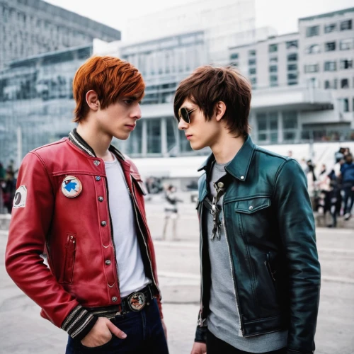 cola bottles,clover jackets,vintage boy and girl,partnerlook,boys fashion,gay couple,male youth,leather jacket,gay love,temples,couple,mirroring,redheads,sails a ship,east german,fashion models,talking,boyfriends,apple pair,mannequins,Photography,Fashion Photography,Fashion Photography 11