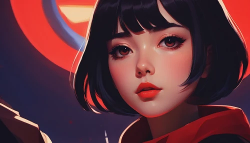 mulan,detail shot,red lantern,oriental girl,dribbble,geisha,vector girl,digital painting,geisha girl,crimson,transistor,material test,lunar,persona,fire red eyes,poppy red,red eyes,red tones,fantasy portrait,red background,Conceptual Art,Fantasy,Fantasy 19