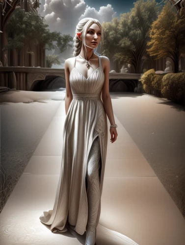art deco woman,girl in a long dress,digital compositing,bridal clothing,fantasy picture,photo manipulation,image manipulation,white rose snow queen,the blonde in the river,fantasy portrait,photomanipulation,silver wedding,world digital painting,evening dress,celtic woman,sci fiction illustration,fantasy art,fashion illustration,wedding gown,marilyn monroe