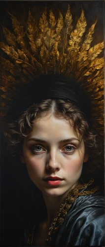 mary-gold,mystical portrait of a girl,cepora judith,girl in a wreath,the carnival of venice,oil painting on canvas,portrait of a girl,oil painting,woman's face,golden crown,artemisia,gilding,woman face,lilian gish - female,meticulous painting,girl with cloth,woman of straw,cloves schwindl inge,baroque angel,queen anne,Photography,Documentary Photography,Documentary Photography 24