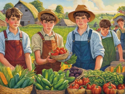 farm workers,picking vegetables in early spring,farmer's market,farmers,farmers market,agriculture,grant wood,vegetables landscape,grape tomatoes,bell peppers,aggriculture,arrowroot family,tomatos,organic farm,farming,farm pack,fresh vegetables,country potatoes,agricultural,sweet peppers,Conceptual Art,Daily,Daily 23