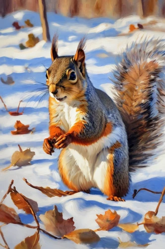 eurasian red squirrel,eurasian squirrel,abert's squirrel,red squirrel,gray squirrel,eastern gray squirrel,tree squirrel,squirrel,relaxed squirrel,fox squirrel,sciurus carolinensis,grey squirrel,atlas squirrel,chilling squirrel,squirell,the squirrel,squirrels,winter animals,douglas' squirrel,autumn icon,Conceptual Art,Oil color,Oil Color 10