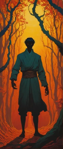 monk,the wanderer,sōjutsu,pilgrim,shaolin kung fu,taijiquan,samurai,xing yi quan,monks,yi sun sin,baguazhang,mystery book cover,indian monk,daitō-ryū aiki-jūjutsu,orange robes,qi gong,man silhouette,wanderer,samurai fighter,prejmer,Art,Classical Oil Painting,Classical Oil Painting 14