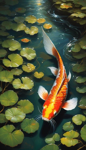 koi fish,koi pond,koi carp,koi,koi carps,fish in water,surface lure,pond flower,small fish,goldfish,fishing float,fish pond,beautiful fish,forest fish,ornamental fish,carp tail,dragon boat,digital painting,fishes,freshwater fish,Illustration,Realistic Fantasy,Realistic Fantasy 22