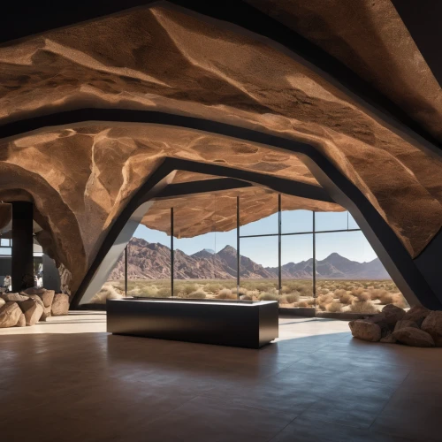 futuristic art museum,futuristic architecture,dead sea scrolls,vaulted ceiling,soumaya museum,cubic house,dunes house,concrete ceiling,daylighting,futuristic landscape,roof structures,archidaily,jewelry（architecture）,timna park,qumran caves,virtual landscape,stone desert,wooden beams,cave church,cliff dwelling,Photography,General,Natural