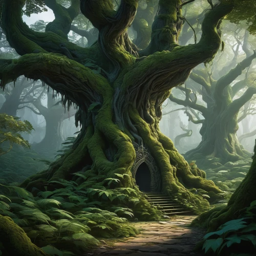 forest path,elven forest,old-growth forest,forest road,tree lined path,tree top path,enchanted forest,forest landscape,druid grove,forest glade,fairy forest,green forest,fairytale forest,pathway,the mystical path,crooked forest,tree canopy,wooden path,aaa,holy forest,Conceptual Art,Daily,Daily 05