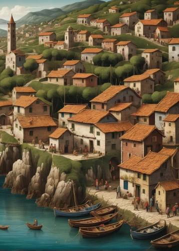 parga,fishing village,dubrovnik city,dubrovnic,island of rab,dubrovnik,adriatic,greek islands,villages,constantinople,samos,italian painter,mediterranean,hellenic,peloponnese,greek island,wooden houses,scilla,skopelos,popeye village,Art,Classical Oil Painting,Classical Oil Painting 22