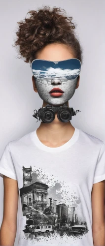 image manipulation,virtual identity,girl in t-shirt,isolated t-shirt,pollution mask,women in technology,photoshop manipulation,virtual landscape,augmented reality,photomontage,print on t-shirt,photo manipulation,t-shirt printing,eye glass accessory,digital identity,blindfold,photomanipulation,wearables,girl in a historic way,virtual reality headset,Photography,Black and white photography,Black and White Photography 07