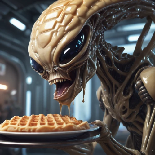 waffles,alien,waffle,pie,liege waffle,diner,waffle iron,pie vector,appetite,extraterrestrial life,extraterrestrial,aliens,pecan pie,egg waffles,dining,et,saucer,alien warrior,spaghetti,eat,Conceptual Art,Fantasy,Fantasy 01