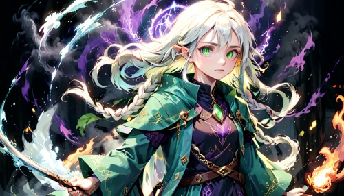 fire poker flower,mage,sorceress,flame spirit,dragon li,aurora,summoner,sword lily,elven,water-the sword lily,merlin,zodiac sign libra,wuchang,caster,fire siren,fire master,fire artist,umiuchiwa,wiz,medusa,Anime,Anime,General