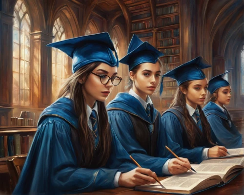 mortarboard,scholar,children studying,doctoral hat,academic dress,graduate hat,hogwarts,graduates,students,academic,graduation hats,sci fiction illustration,private school,world digital painting,school enrollment,school children,nuns,graduate,girl studying,education,Conceptual Art,Daily,Daily 32