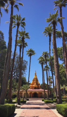 buddhist temple,alcazar of seville,hall of supreme harmony,spanish missions in california,marrakech,golden buddha,naples botanical garden,parque estoril,heads of royal palms,big buddha,vipassana,beomeosa temple,maspalomas,theravada buddhism,royal palms,the golden pavilion,pagoda,botanical gardens,white temple,hotel del coronado,Illustration,Paper based,Paper Based 10