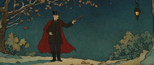 bellboy,hans christian andersen,suit of the snow maiden,lamplighter,snow scene,hamelin,the snow queen,gobelin,the pied piper of hamelin,long coat,cool woodblock images,imperial coat,baron munchausen,christmas carol,glory of the snow,carolers,overcoat,father frost,in the winter,pall-bearer,Illustration,Retro,Retro 17