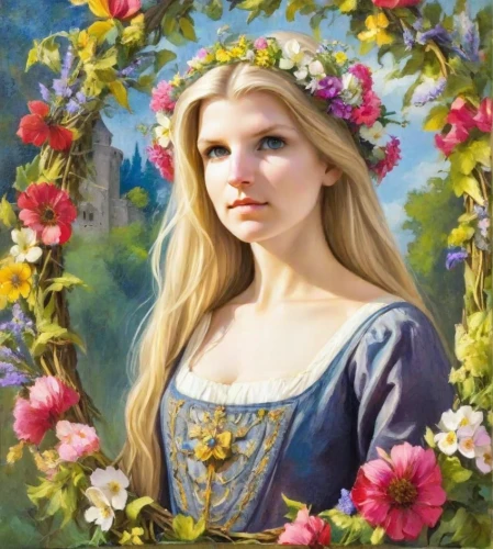 girl in flowers,girl in a wreath,beautiful girl with flowers,wreath of flowers,jessamine,girl in the garden,floral wreath,rapunzel,portrait of a girl,fantasy portrait,girl picking flowers,blooming wreath,young girl,young woman,spring crown,mystical portrait of a girl,romantic portrait,flora,portrait of christi,flower wreath