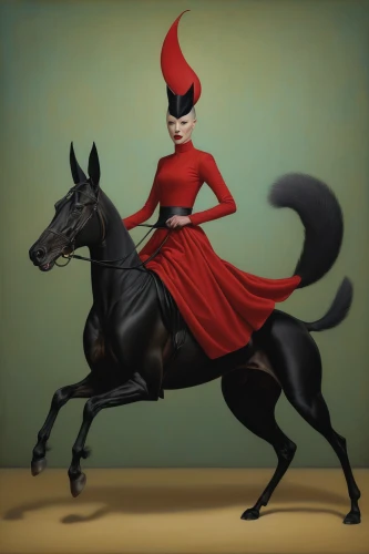 dressage,queen of hearts,equestrian,centaur,matador,horseback,equestrianism,jockey,horseman,racehorse,fantasia,majorette (dancer),fairytale characters,standardbred,fairy tale character,ruby trotted,carousel horse,galloping,anthropomorphized animals,pompadour,Conceptual Art,Daily,Daily 22