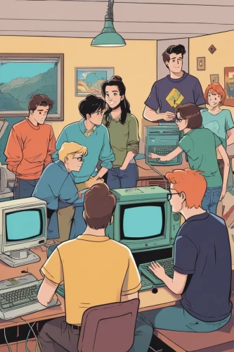 classroom,class room,classroom training,retro cartoon people,recess,teens,room children,vector people,teenagers,computer room,retro diner,nostalgic,crowded,computer program,cafeteria,kids illustration,boy's room picture,recreation room,dormitory,dolphin school,Illustration,Japanese style,Japanese Style 06