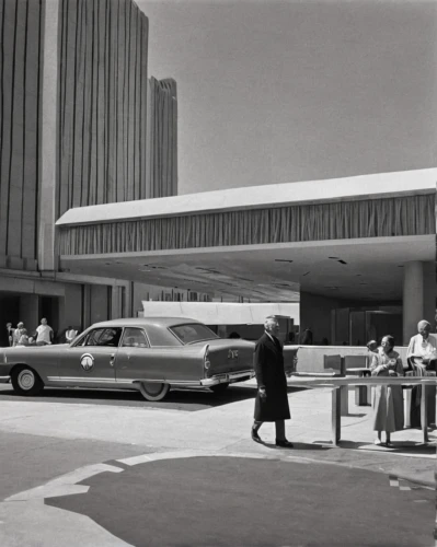 mid century modern,mid century,pan pacific hotel,model years 1958 to 1967,1960's,60s,beverly hills hotel,chrysler windsor,amc concord,tail fins,lincoln cosmopolitan,mid century house,brutalist architecture,ford starliner,lincoln continental,1965,1955 montclair,citroën ds,ford motor company,lincoln continental mark v,Photography,Black and white photography,Black and White Photography 10