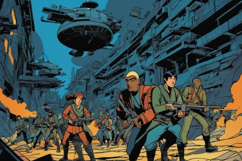 warsaw uprising,valerian,havana,post apocalyptic,saigon,sci fiction illustration,detail shot,lost in war,sci fi,indiana jones,bottleneck,crowded,war correspondent,vietnam,the cuban police,six day war,chinatown,pathfinders,hanoi,sea scouts,Illustration,American Style,American Style 09