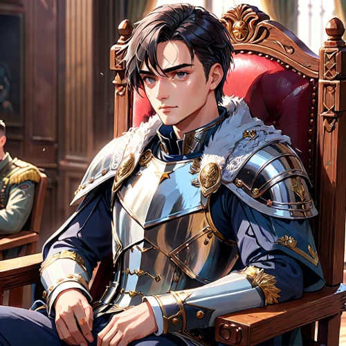shuanghuan noble,emperor,grand duke,prince of wales,alexander,king caudata,throne,king sword,knights,hamelin,king,the ruler,king crown,cuirass,royal,male character,male elf,imperial crown,the emperor's mustache,leo,Anime,Anime,General