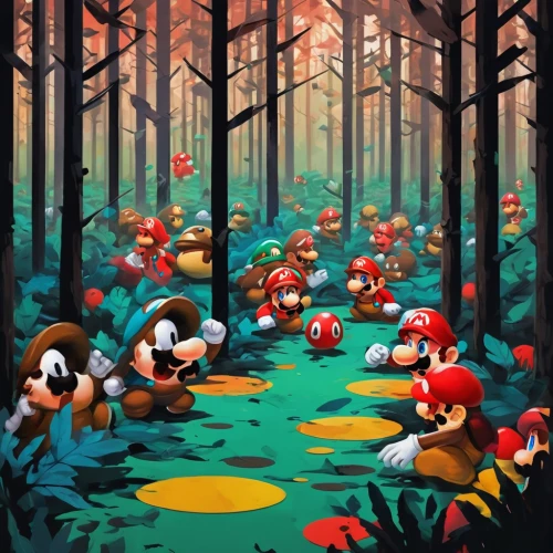 cartoon forest,mushroom landscape,toadstools,mushroom island,forest mushrooms,forest floor,mario bros,frog gathering,mushrooms,haunted forest,forest mushroom,fairy forest,forest animals,autumn forest,super mario brothers,forest of dreams,wild animals crossing,forest walk,toadstool,woodland animals,Illustration,Vector,Vector 07