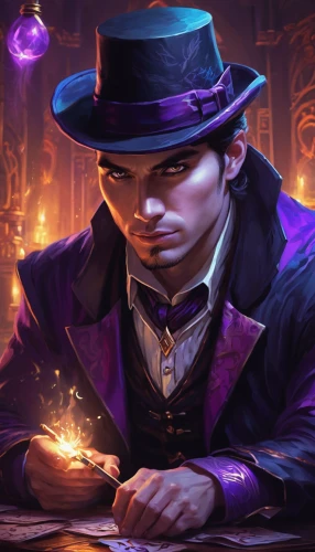 dodge warlock,investigator,hatter,purple rizantém,magician,witch's hat icon,mafia,ringmaster,rich purple,fortune teller,purple,twitch icon,rotglühender poker,purple background,gambler,abracadabra,merchant,purple wallpaper,magus,fedora,Conceptual Art,Fantasy,Fantasy 14