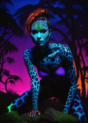 neon body painting,bodypaint,bodypainting,avatar,mystique,bioluminescence,body painting,black light,voodoo woman,uv,cheetah,glow in the dark paint,merman,tiger png,bjork,reptilian,neon makeup,poison dart frog,kyi-leo,panther,Photography,Artistic Photography,Artistic Photography 10